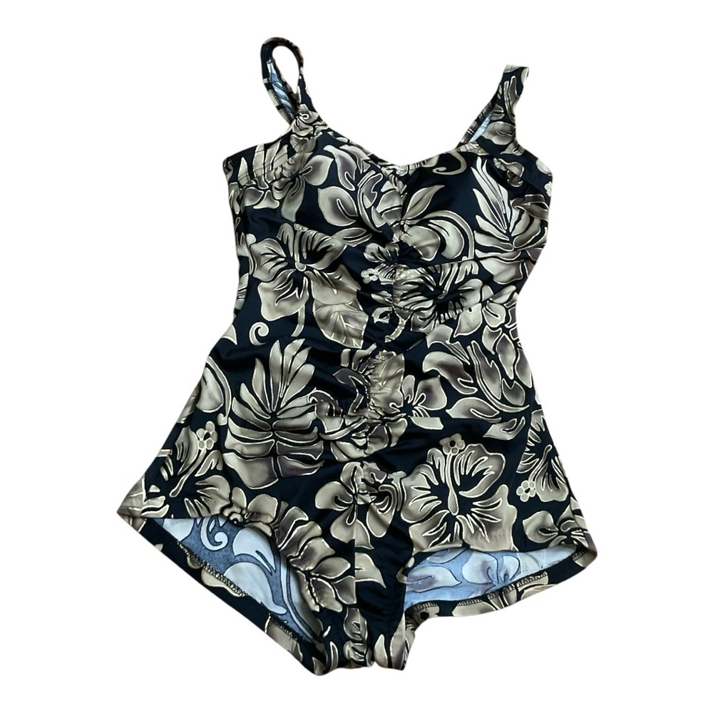 Vintage Maxine Tropical Full cover Swimsuit Size 14 Classic Timeless chic